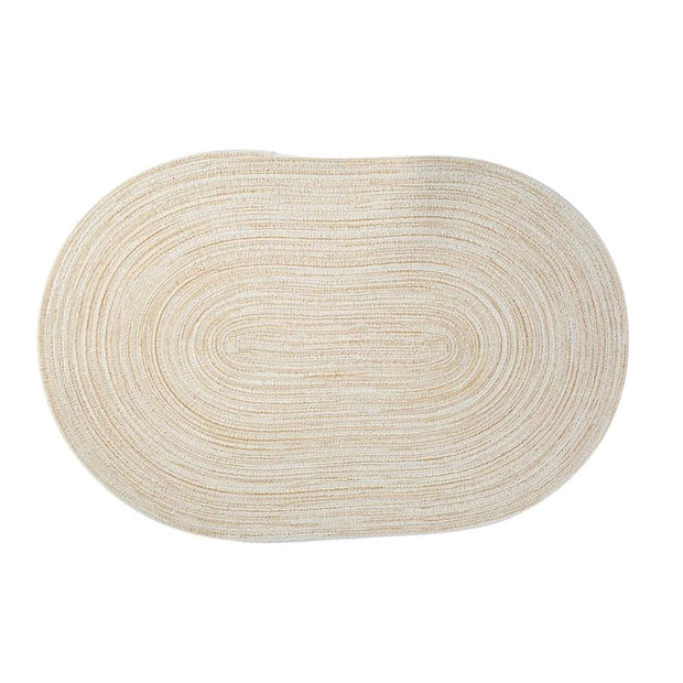 Set De Table Ovale Beige En Tissu Lavable Et Résistant 4 Pièces