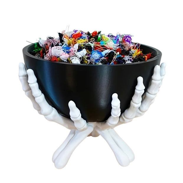 Décorations Halloween Bol à Bonbons avec Mains de Squelette Gothique