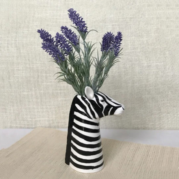 Vase Art en Céramique en Forme de Zèbre