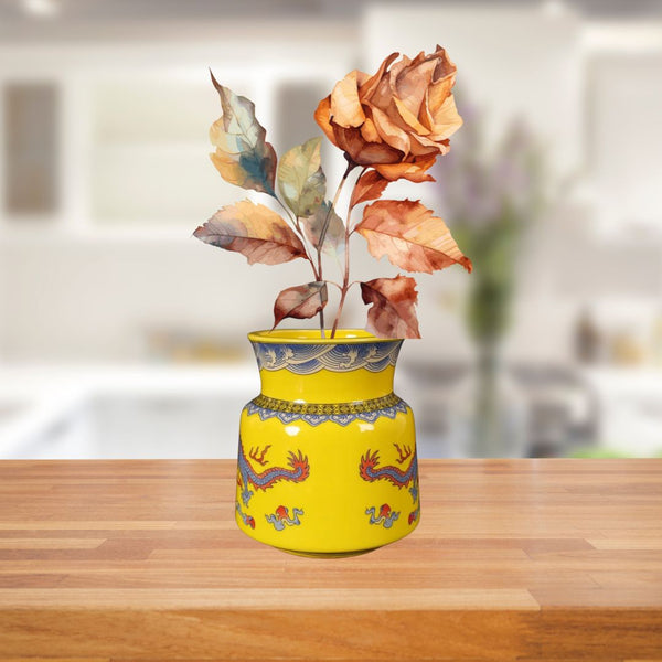 Vase Art Style Chinois en Jaune