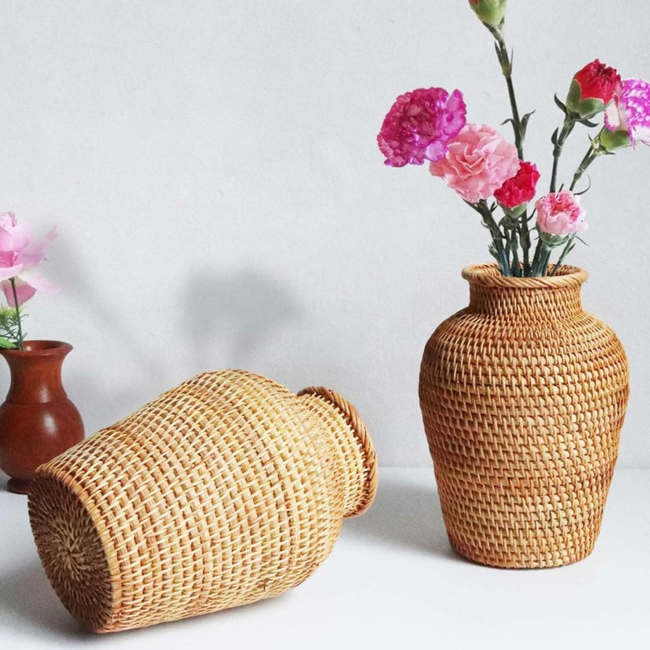 Vase en Osier pour Fleurs Sèches