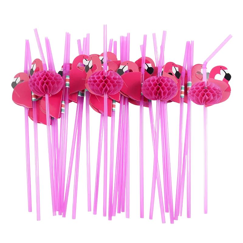 Décorations Été Pailles Flamant Rose 25 Pièces
