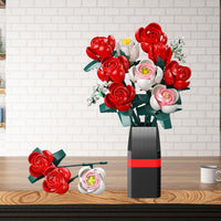 Vase Lego Rouge avec Fleur Style Romantique