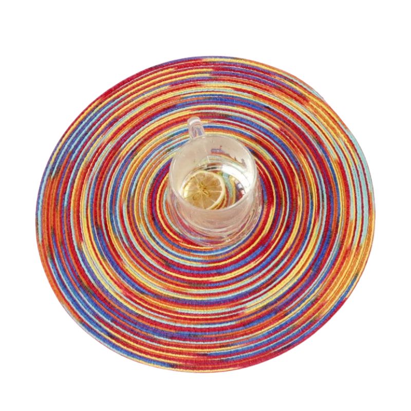 Set De Table Vinyle Rond Moderne Durable Et Facile À Nettoyer