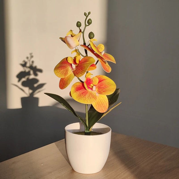 Vase avec Fleur Bonsaï Orchidée Artificielle