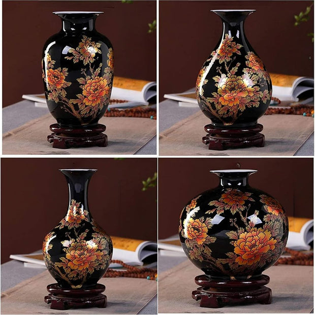 Vase Chinois à Fleurs en Céramique