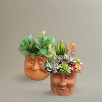 Vase Visage Drôle en Résine pour Fleurs