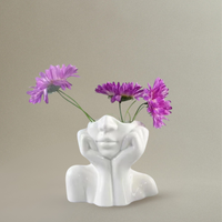 Vase Visage en Résine Blanc pour Fleurs