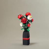 Vase Lego Rouge avec Fleur Style Romantique