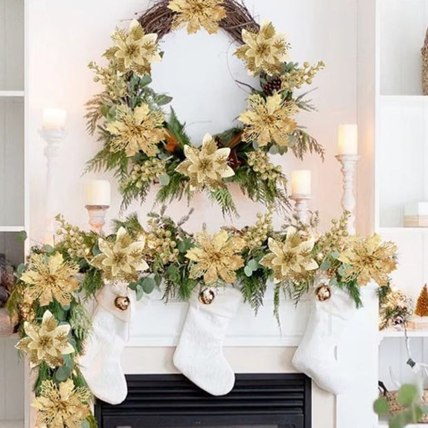 Décorations de Noël Ornements Floraux Brillants