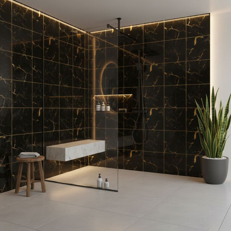 Panneau Mural Salle De Bain Autoadhésif Avec Finition Marbre Moderne