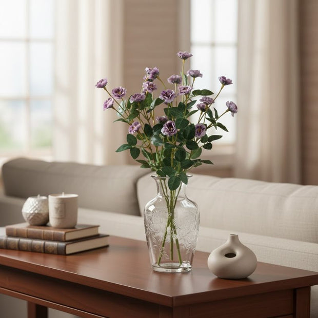 Fleur Artificielle Violet Avec Pétales Et Feuillage Réaliste