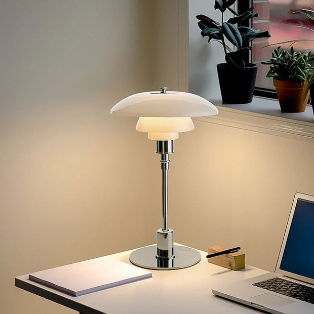 Lampe Champignon Scandinave En Verre Et Métal Argenté