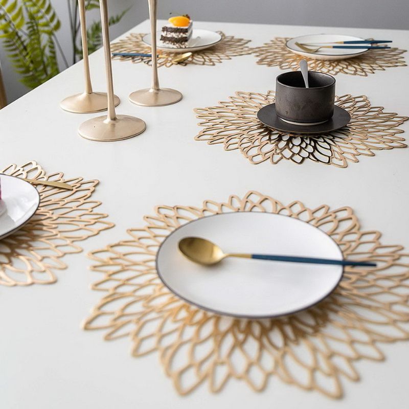 Set De Table Vinyle Feuille Ajourée Élégante Et Lavable 4 Pièces