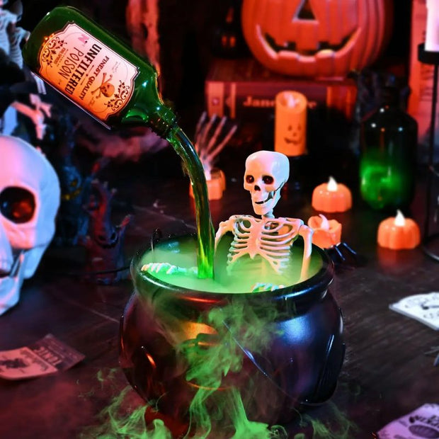 Décorations Halloween Chaudron de Sorcière avec LED et Fumée Réaliste