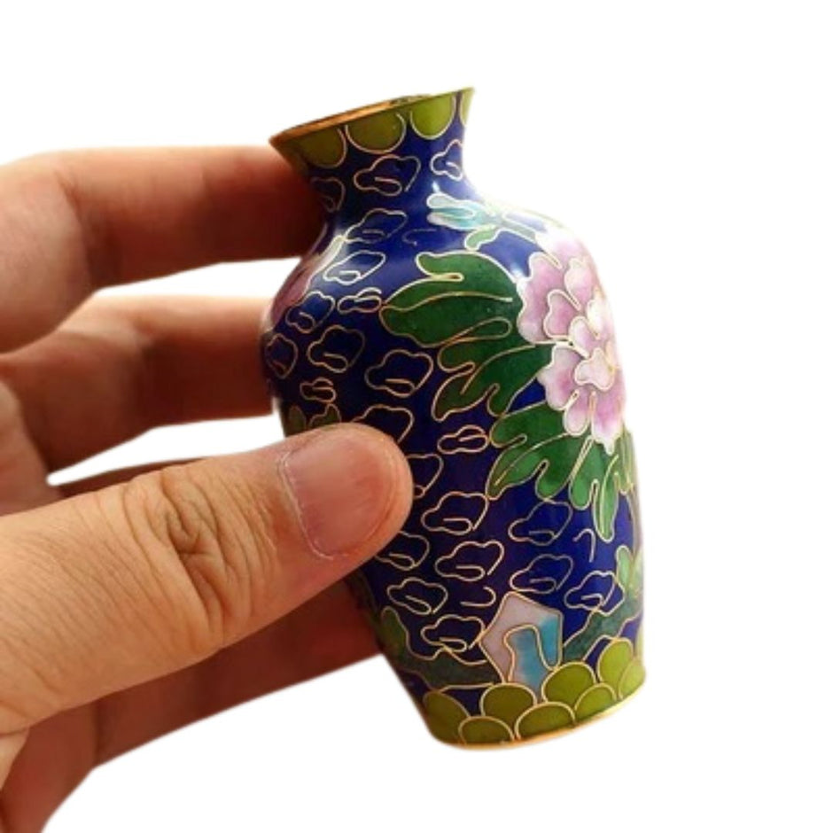 Vase Chinois en Émail Cloisonné Très Petit
