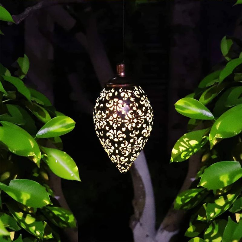 Luminaires Solaires Décoratifs Suspendus en Métal Ajouré