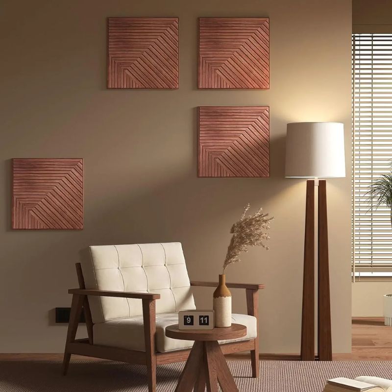 Panneau Mural Bois Avec Motif Linéaire