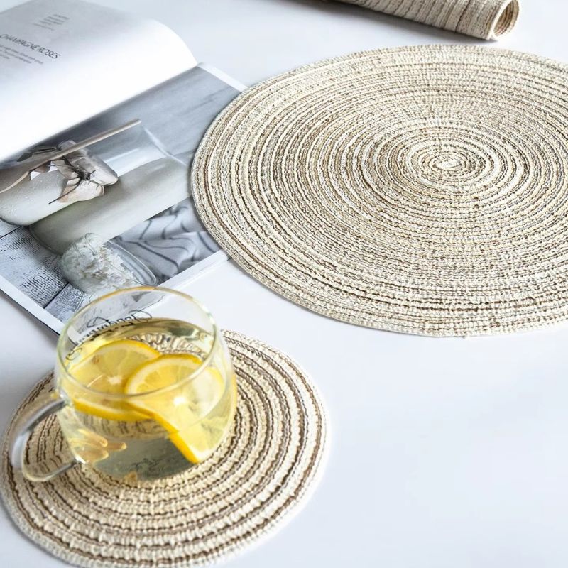 Set De Table Rond En Lin Antidérapant