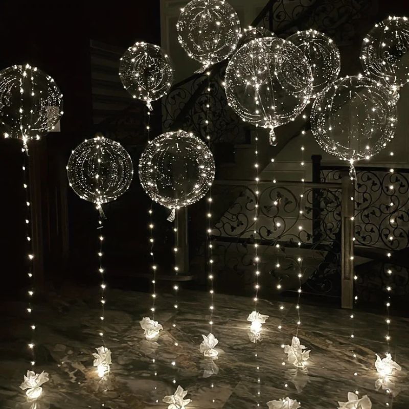 Éclairages de Salle Ballons LED Transparents Lot de 5