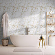 Panneau Mural PVC Avec Effet Marbre Blanc Et Veinage Doré