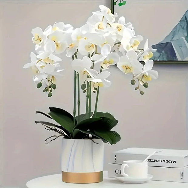 Fleur Artificielle Blanc Orchidée Tombante Effet Réaliste