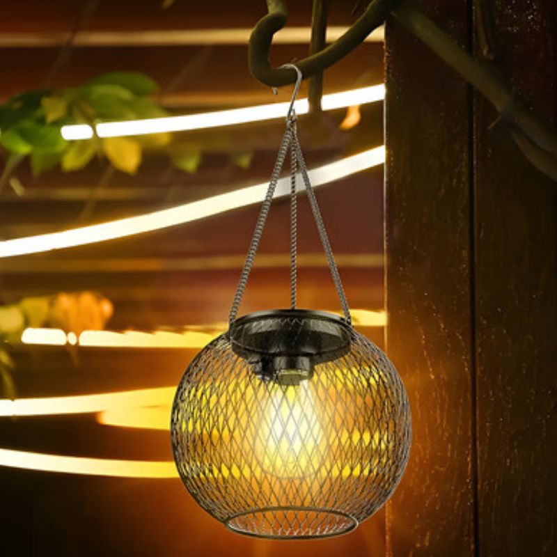 Lanternes Solaires Boule Métal LED Suspendue