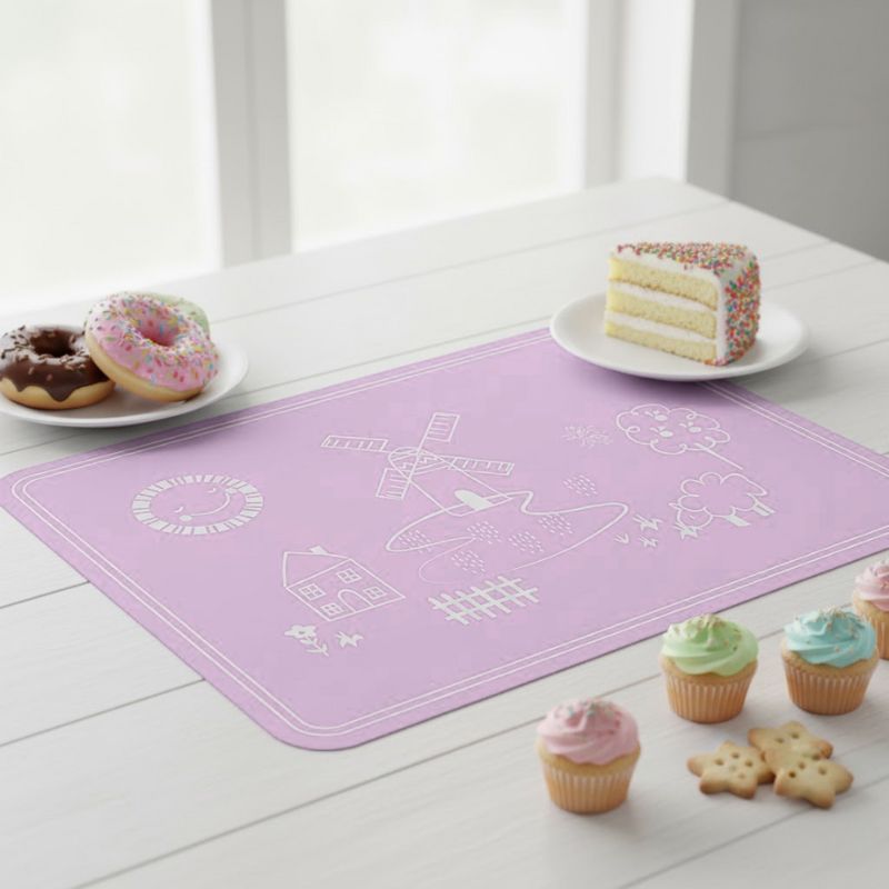 Set De Table Silicone Enfant Violet Antidérapant Et Souple