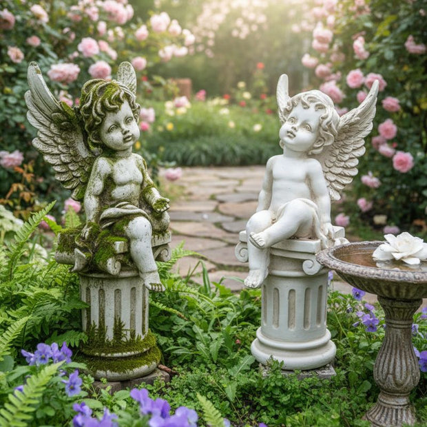 Sculpture Jardin Chérubins Ailés En Décoration