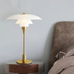 Lampe Champignon Année 70 En Verre Ambré Et Métal Doré