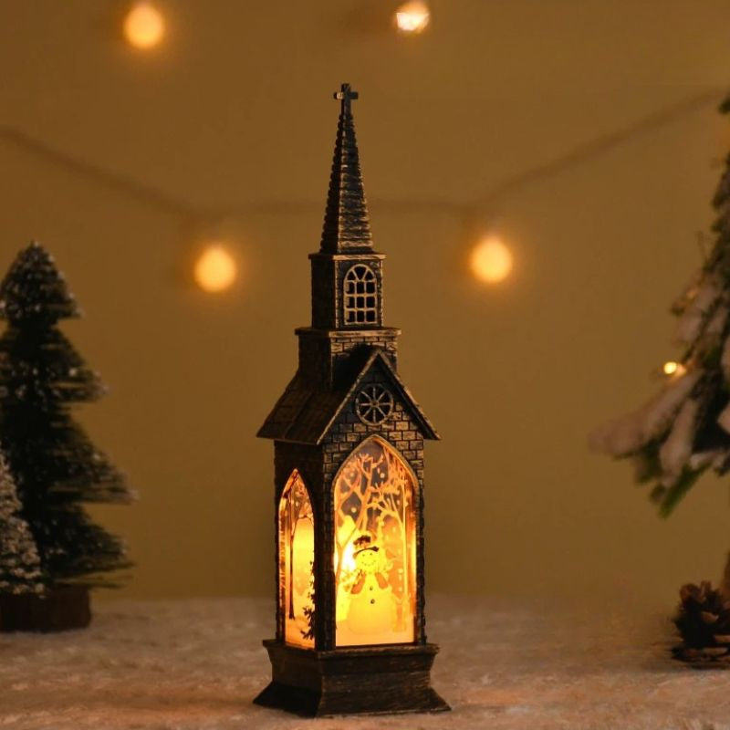 Décoration de Noël Lanterne Lumineuse Bonhomme de Neige