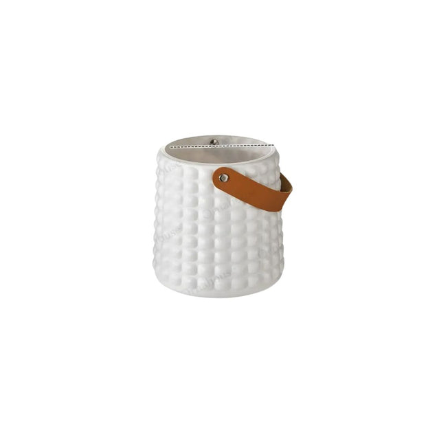 Vase Vintage en Plastique Texturé Avec Poignée en Cuir