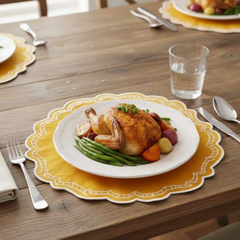 Set De Table En Tissu Brodé 10 Pièces