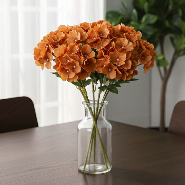 Fleur Artificielle Marron Hortensia Décoratif