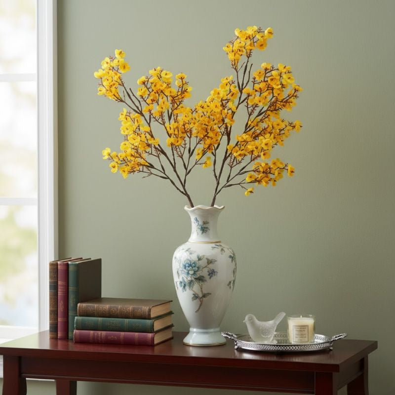 Fleur Artificielle Orange Avec Brins Délicats