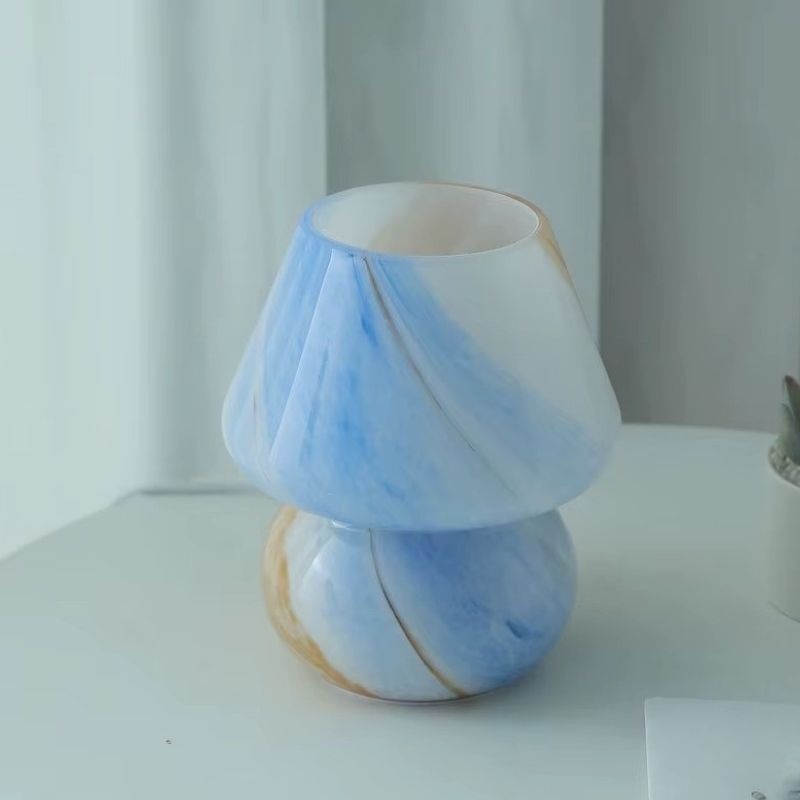 Lampe Champignon En Verre Opalin Style Murano