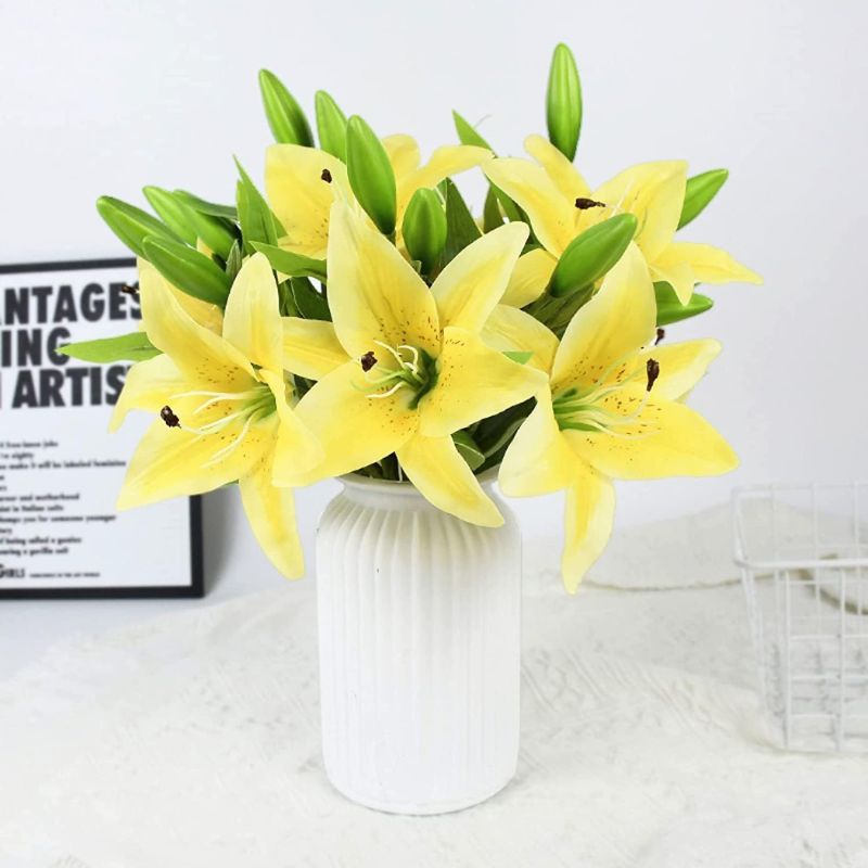 Fleur Artificielle Jaune Lys Réaliste et Élégant