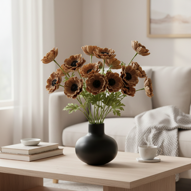 Fleur Artificielle Marron Avec Pétales Ondulés