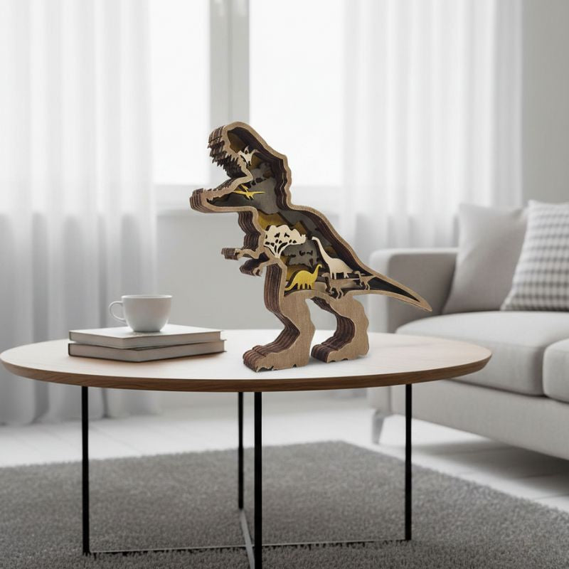 Sculpture En Bois Dinosaure En Design Ludique