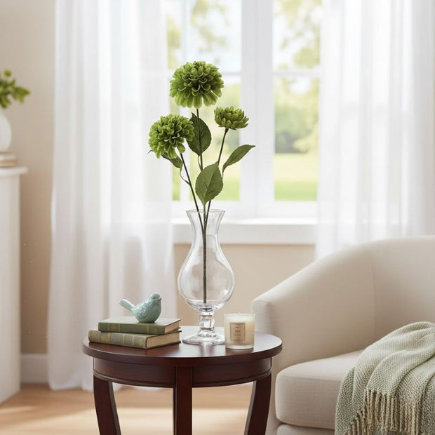 Fleur Artificielle Vert En Tige Avec Pétales Denses Naturels