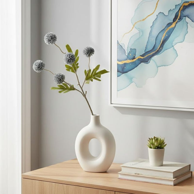 Fleur Artificielle Gris Avec Boule Florale Réaliste