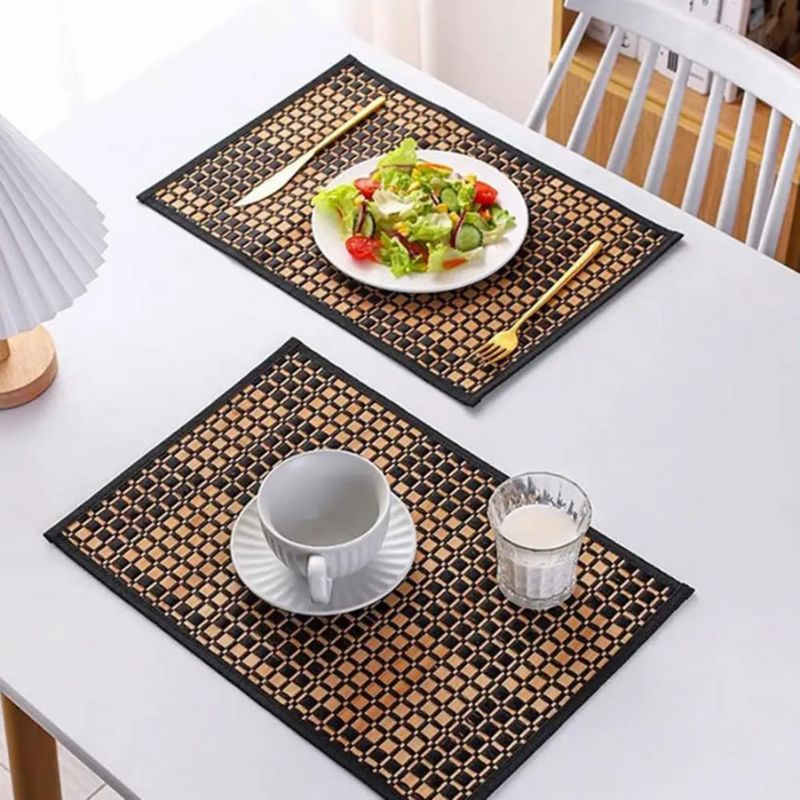 Set De Table Bambou Design Avec Bordure Noire