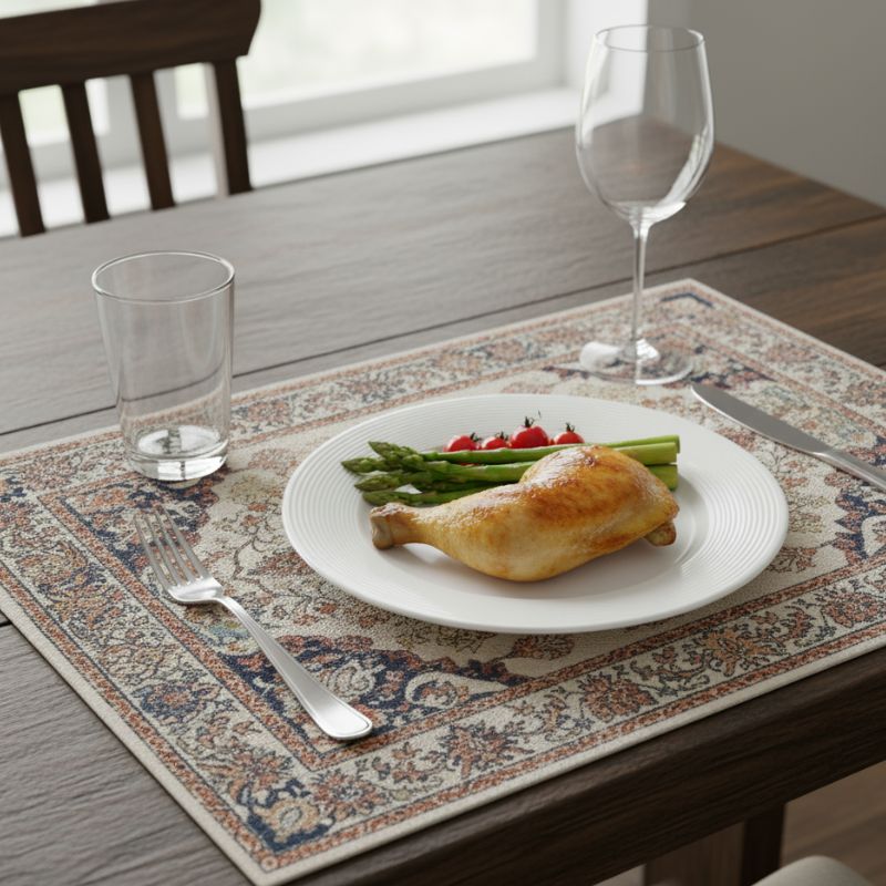 Set De Table En Lin Style Vintage Avec Design Méditerranéen Lot de 4