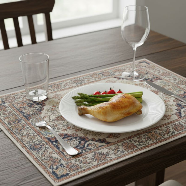 Set De Table En Lin Style Vintage Avec Design Méditerranéen Lot de 4