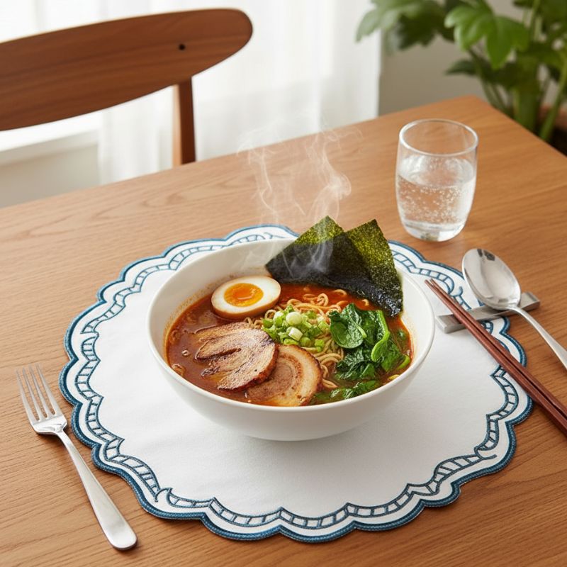 Set De Table Avec Dentelle Brodée Et Finition Raffinée 10 pièces