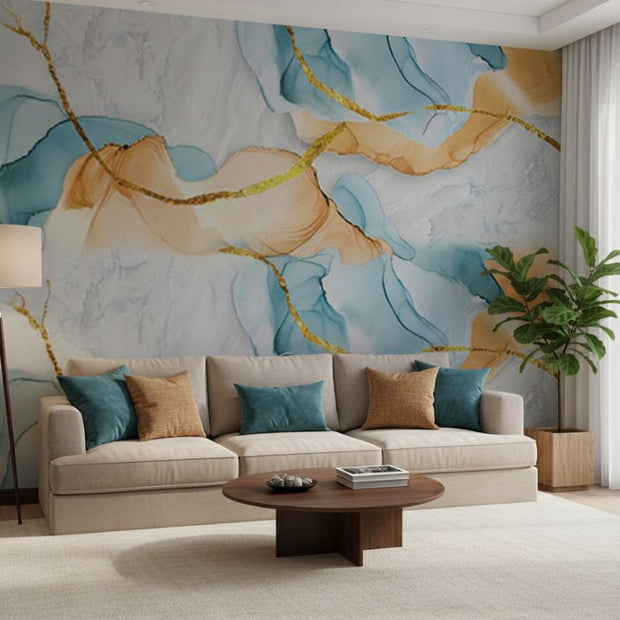 Panneau Mural PVC Décoratif Imitation Marbre Avec Effet Aquarelle