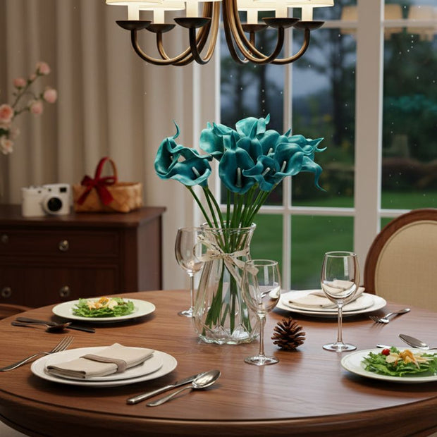 Fleur Artificielle Bleu en Bouquet Lys Calla Intense