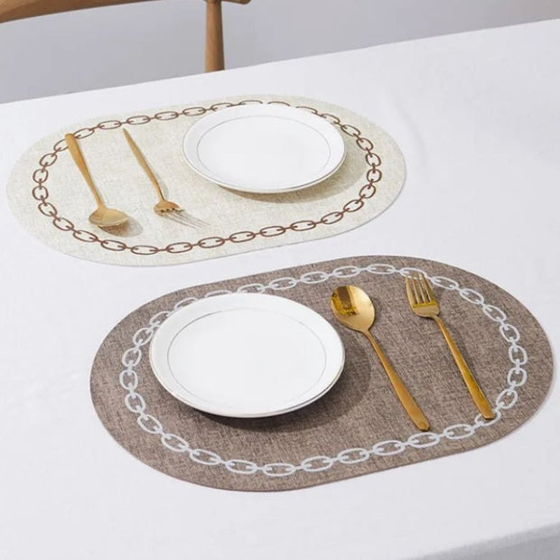 Set De Table Cuir Forme Ovale Lavable Avec Motif Chaîne