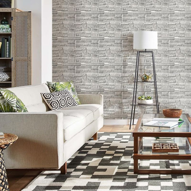 Panneau Mural 3D Pierre Grise Effet Relief Auto Adhésif 10 Pièces