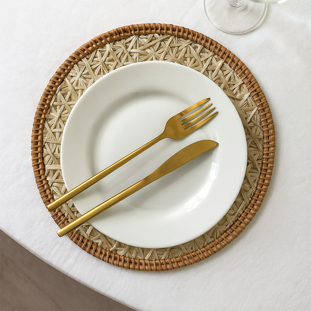 Set De Table Rotin Rond Tressé À La Main Style Bohème